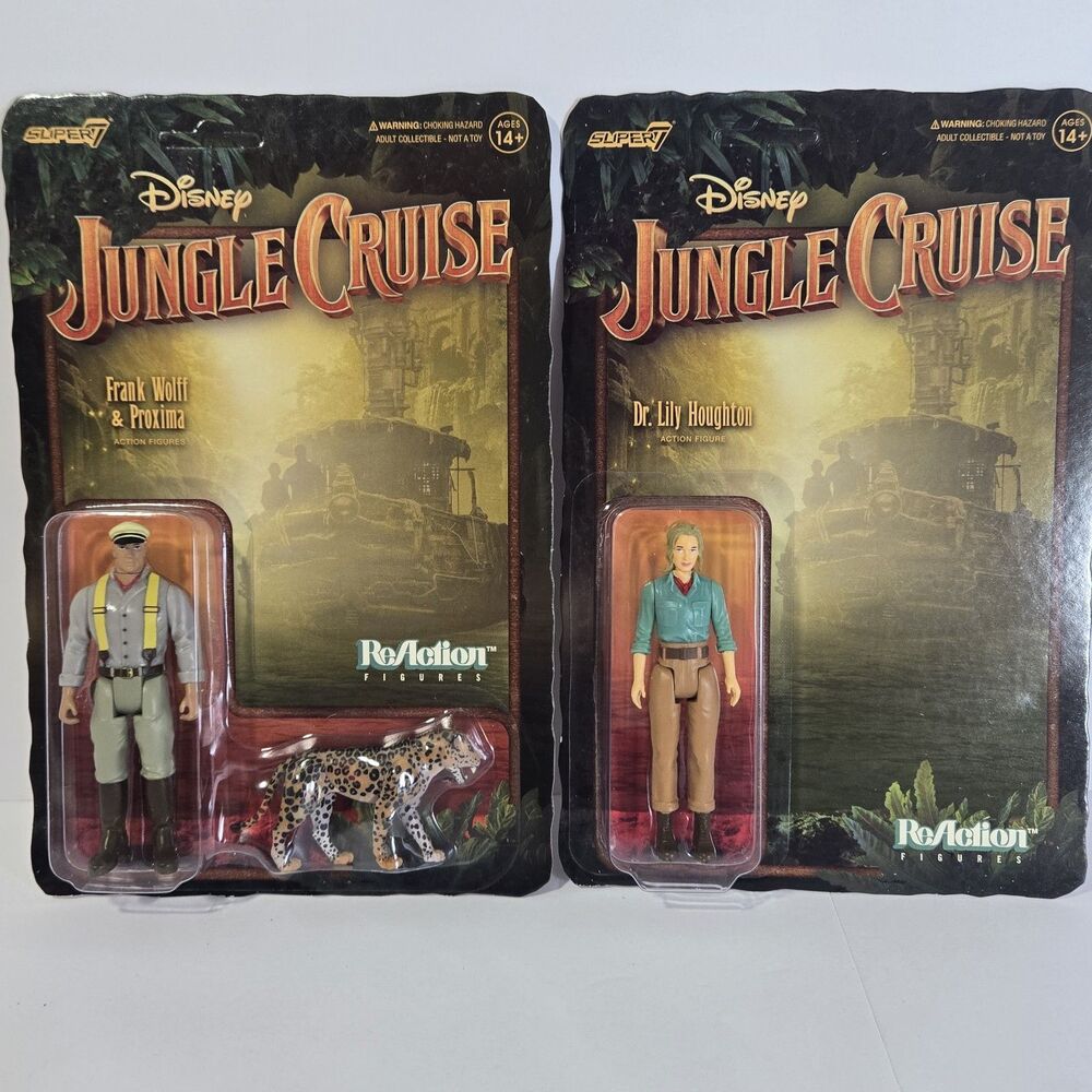 DISNEY JUNGLE CRUISE REACTION FIGURE LOT OF 2 LILY & FRANK SUPER 7